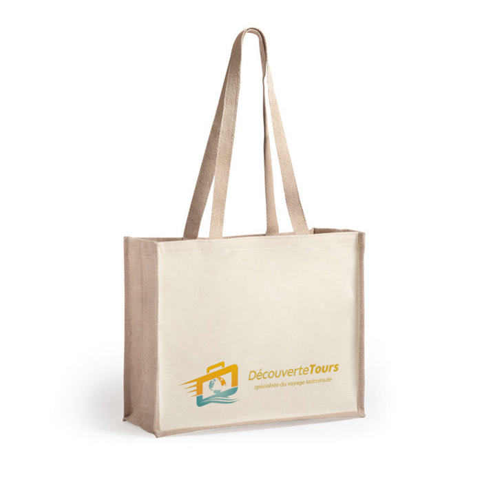 Tote bag personnalisé en jute et coton laminé 39x31,5 xm - Matoury