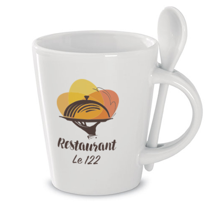 Mug personnalisé blanc avec cuillère 300 ml - Joaquín