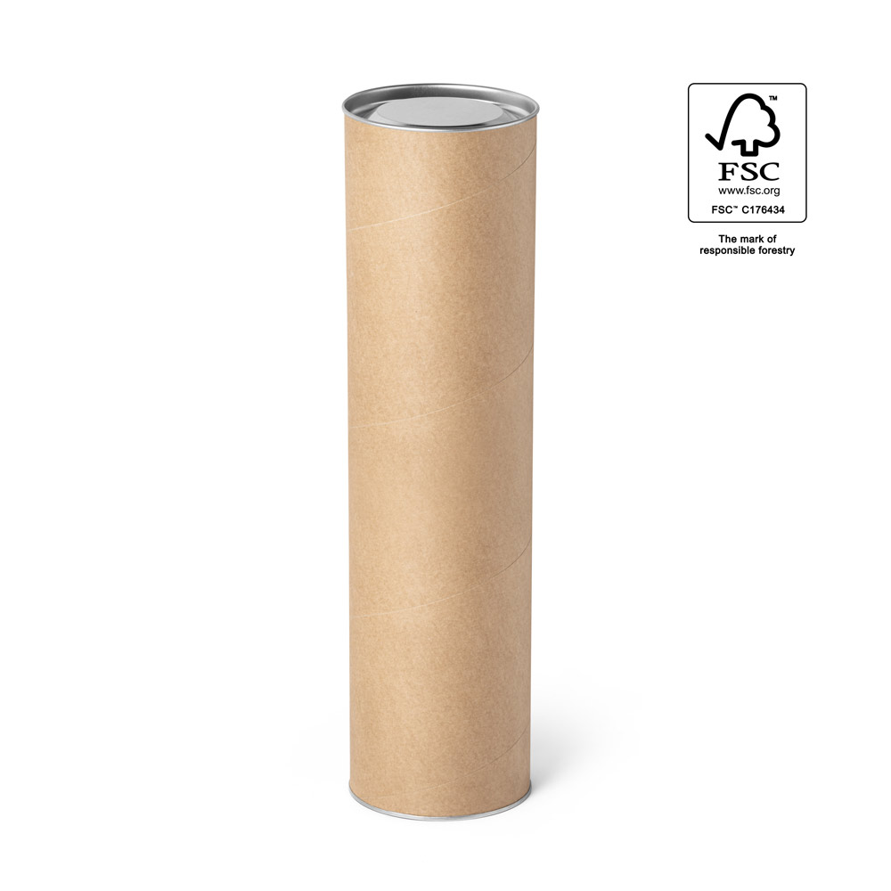 Boîte cylindrique FSC™ avec couvercle et base en métal - Plougoumelen