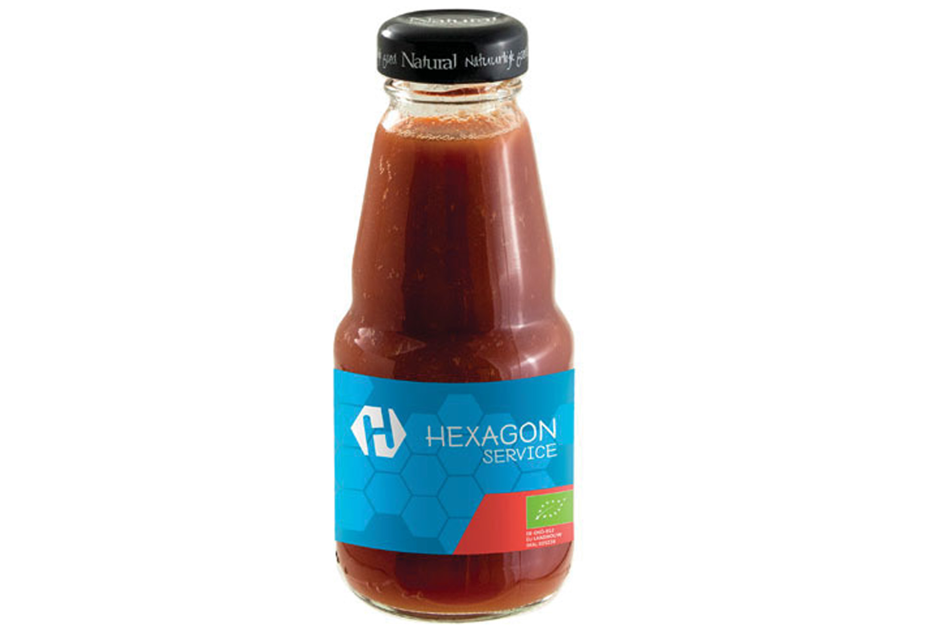 Bouteille en verre de jus de tomate de 200 ml avec bouchon noir - Lagnes