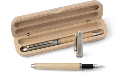 Parure de stylo bille et roller en bois