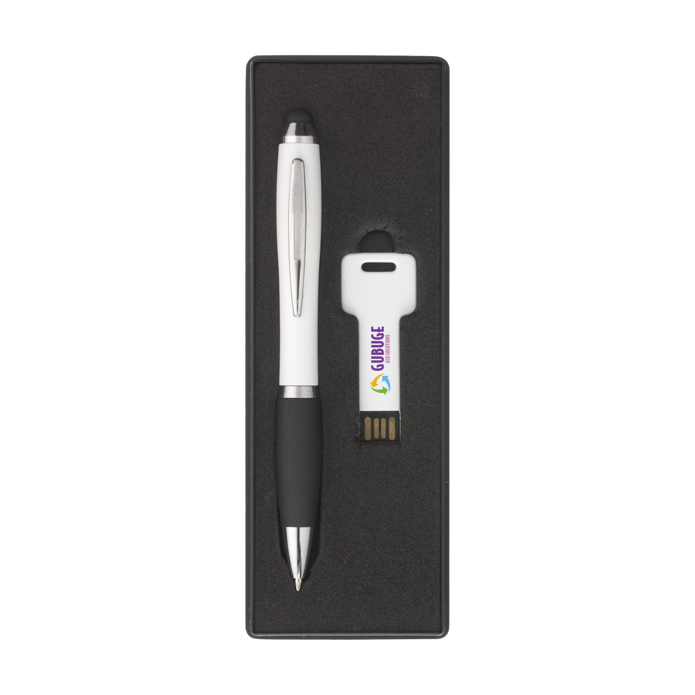 Ensemble Cadeau du Stylo Chic Bleu avec USB - Angles - Zaprinta France