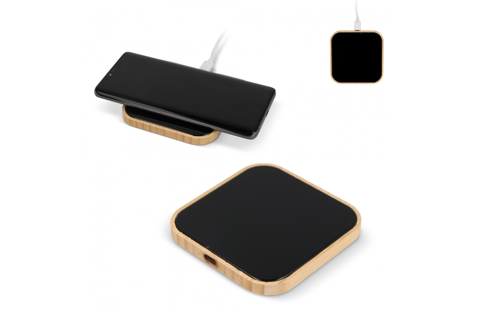 Chargeur sans fil Vorup en bambou et verre 10W