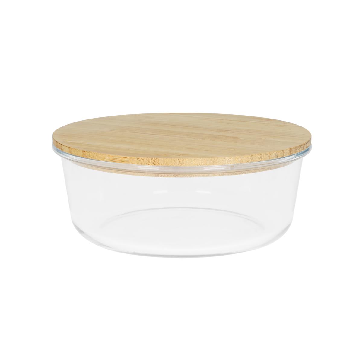 Récipient Rond en Verre Borosilicaté avec Couvercle en Bambou - Janville