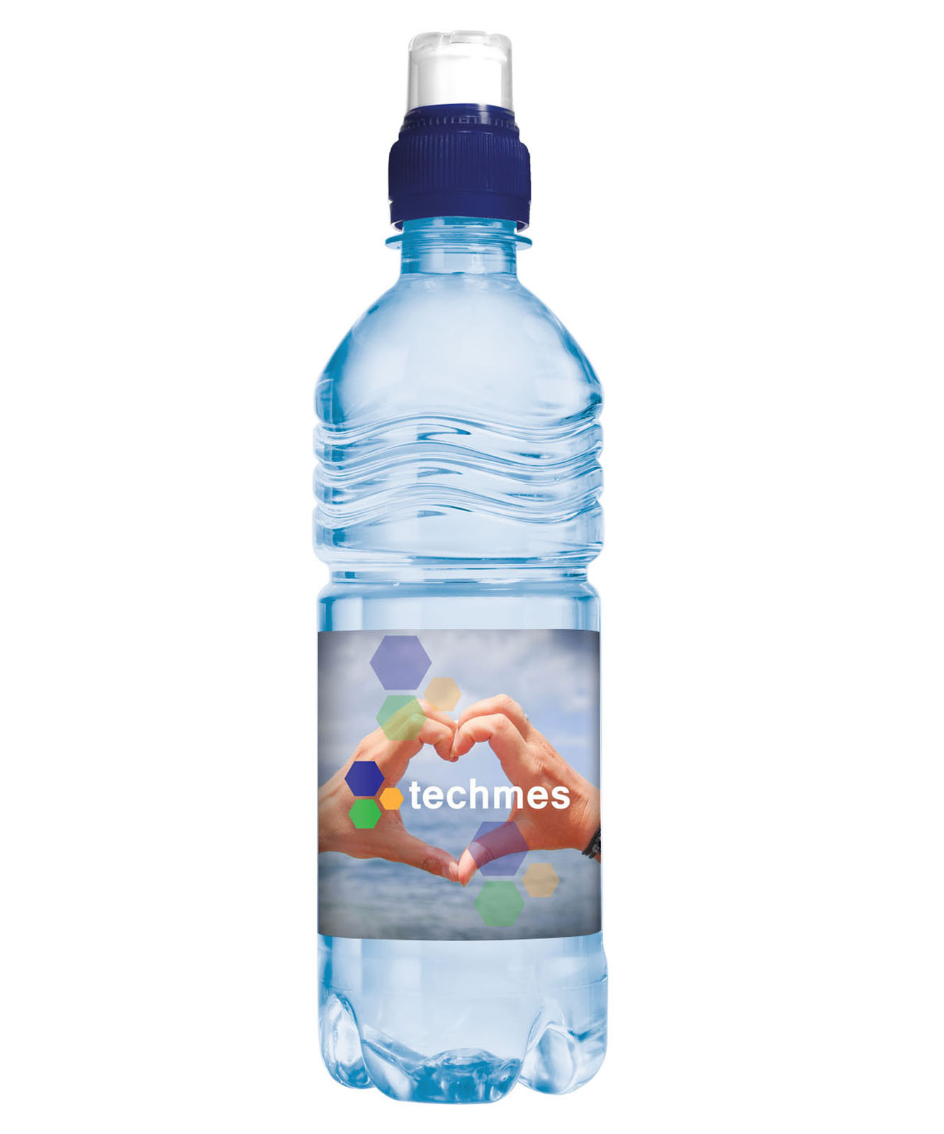 Bouteille d'eau de source avec bouchon sportif bleu de 500 ml - Brommat