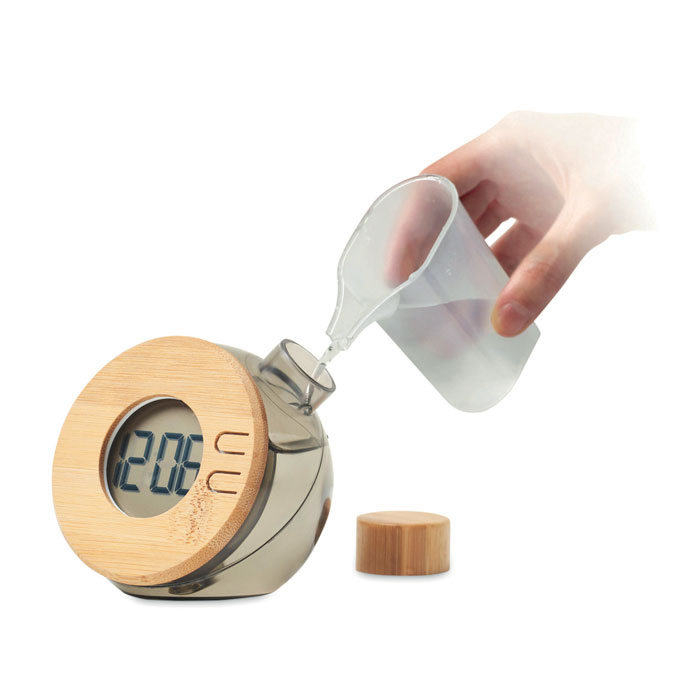 Horloge LCD EcoBamboo alimentée à l'eau - Buellas - Zaprinta France