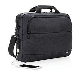 Sac pour ordinateur portable en polyester bicolore avec port de chargement USB - Quirbajou