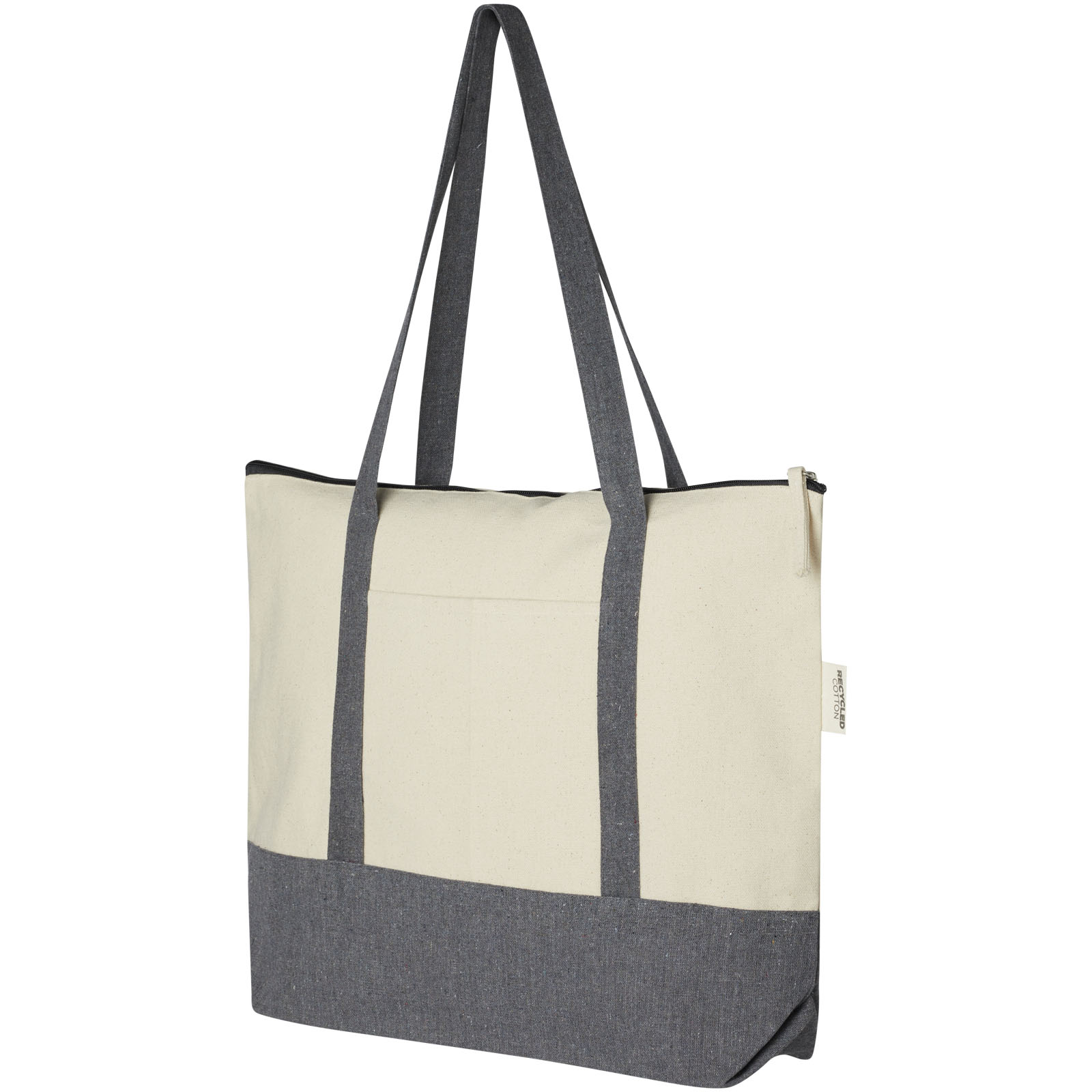 Sac shopping à fermeture éclair 10 L en coton recyclé 320 g/m²