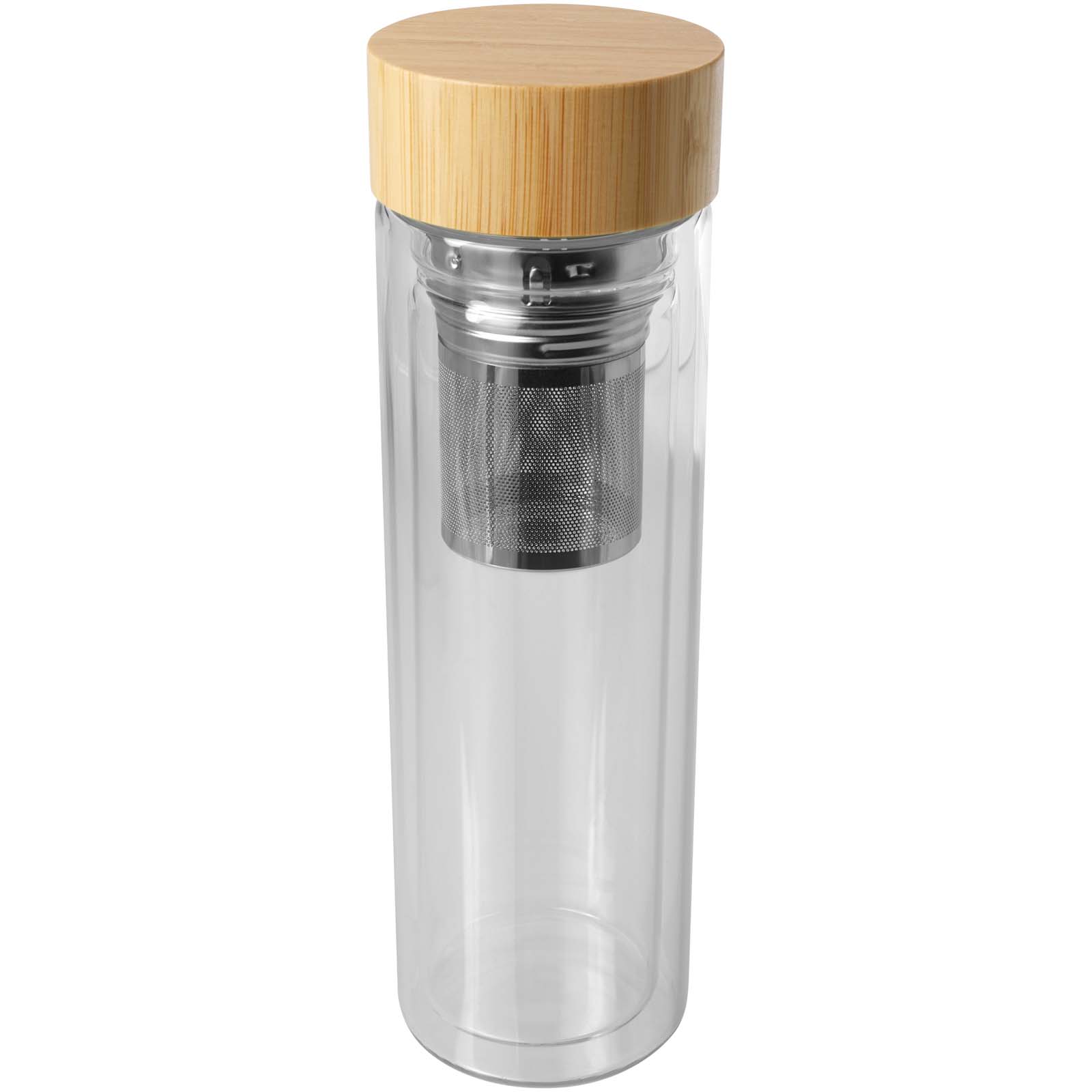 Bouteille Infuseur en Verre Borosilicat 400 ml avec Couvercle en Bambou - Maumusson