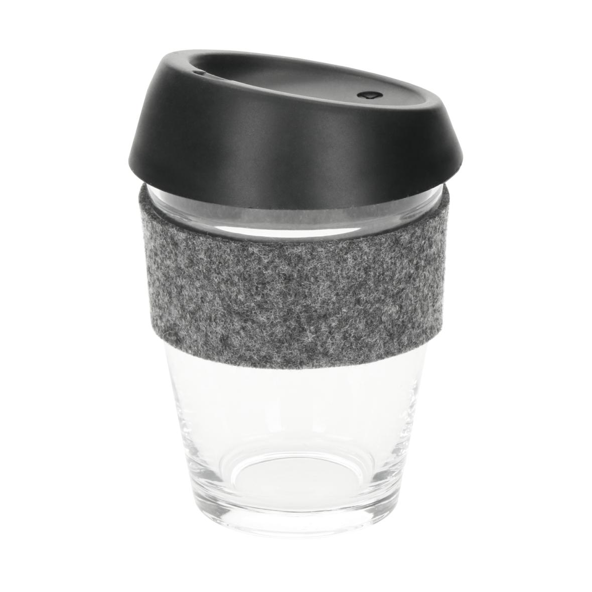 Tasse à café en verre borosilicate avec couvercle en silicone 300ml - Beaumerie-Saint-Martin