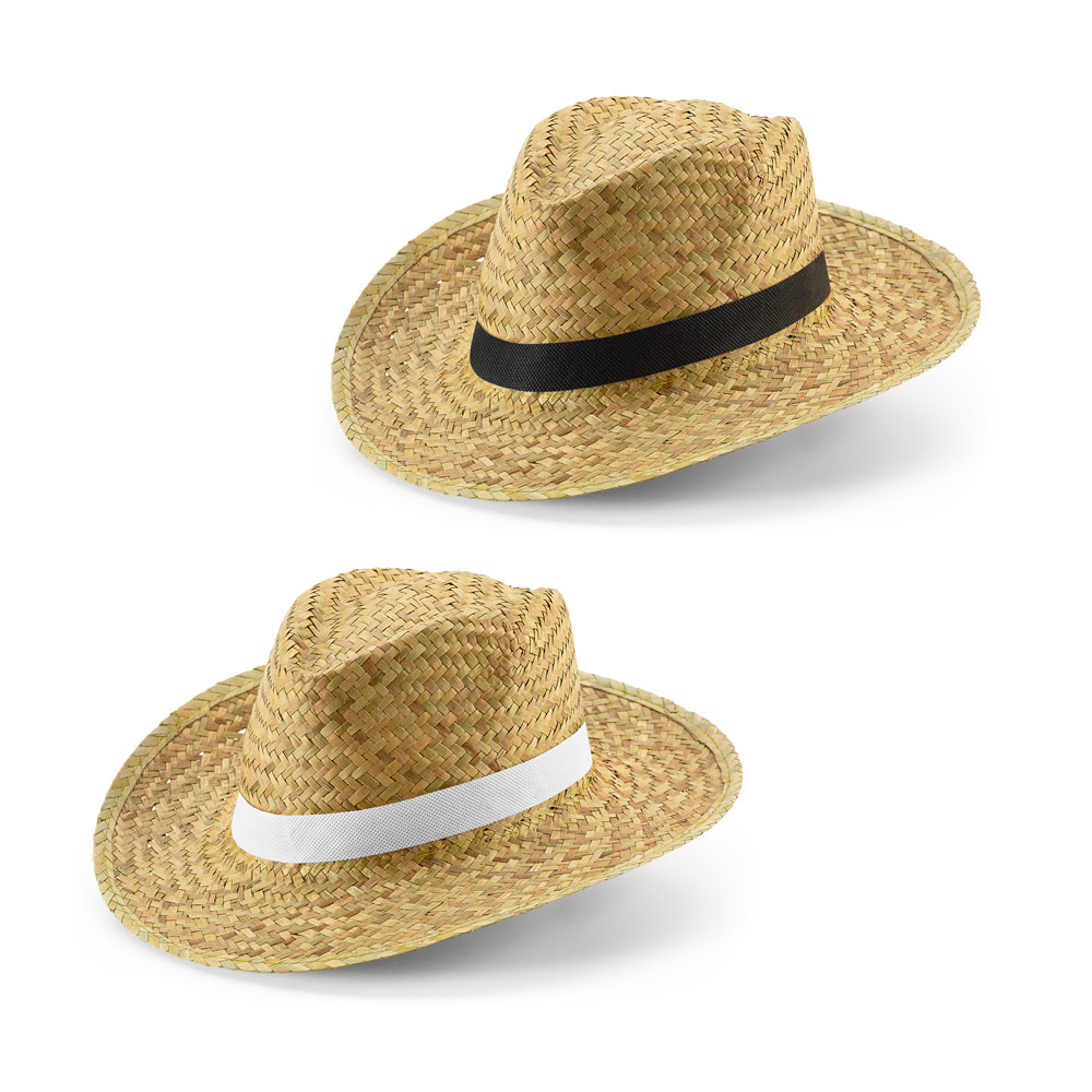 Chapeau de Paille Naturelle avec Ruban en Polyester