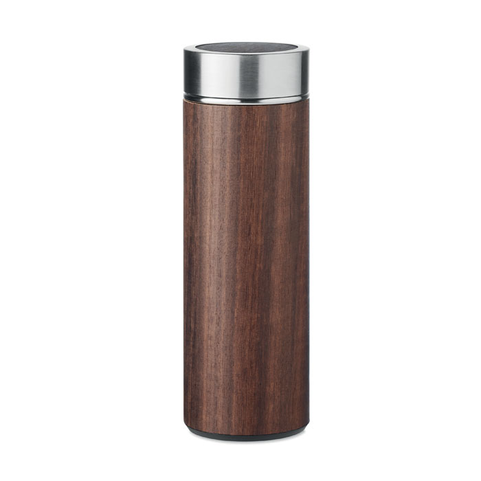 Thermos en acier inoxydable à double paroi avec couvercle en bois de chêne et infuseur à thé - Livet-et-Gavet - Zaprinta France